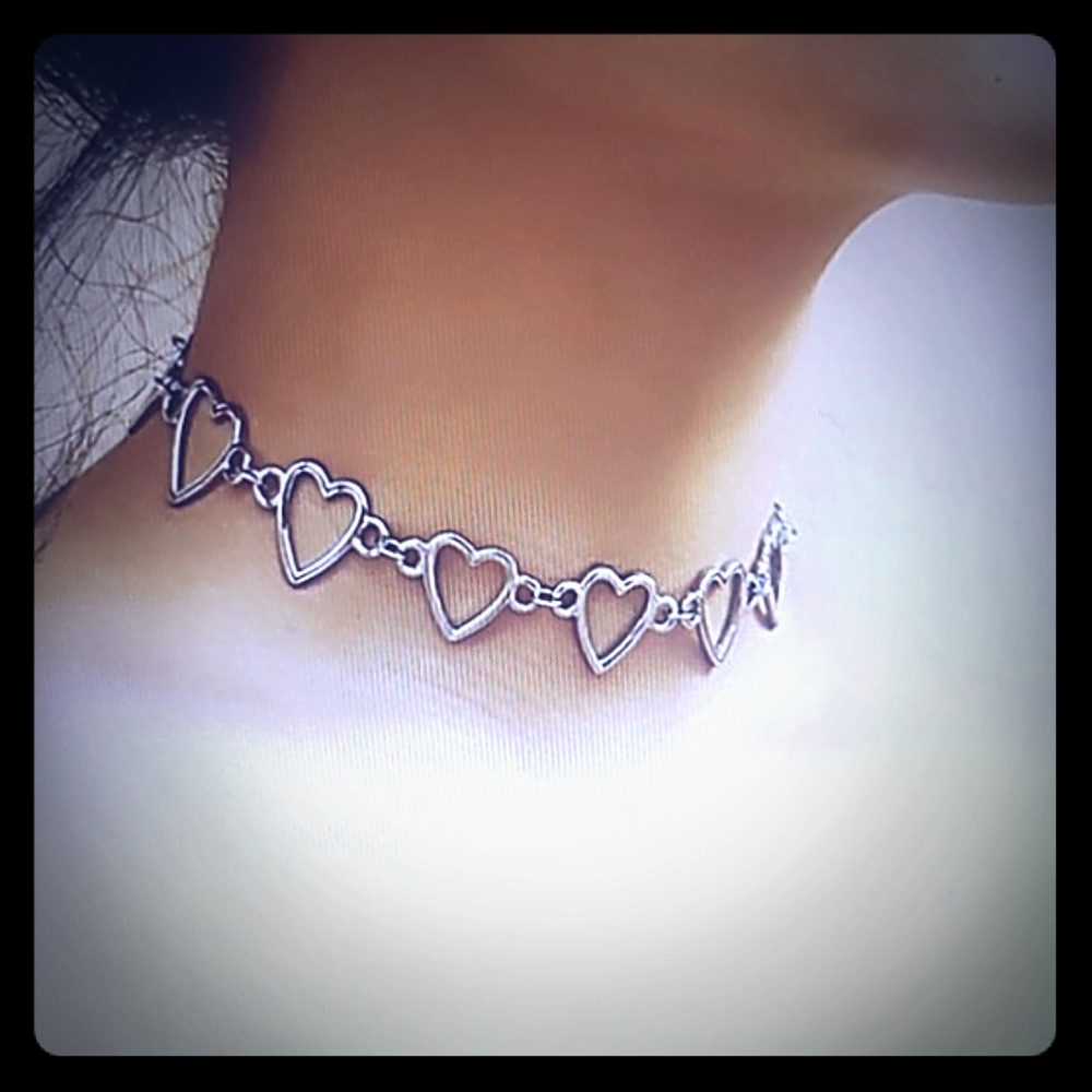 Metal Chained Heart Link Choker for Girls Women